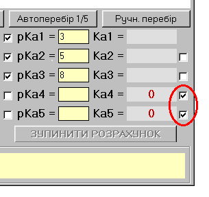 Выбор оптимизируемых констант в программе SpectroCalc-H5A